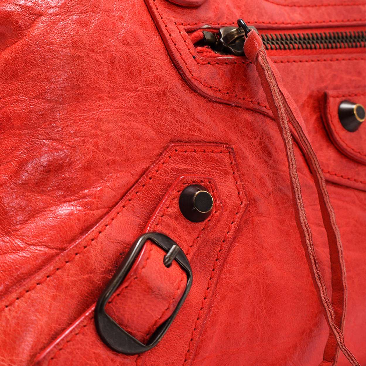 Balenciaga - Red Leather Small Motorcycle First Bag